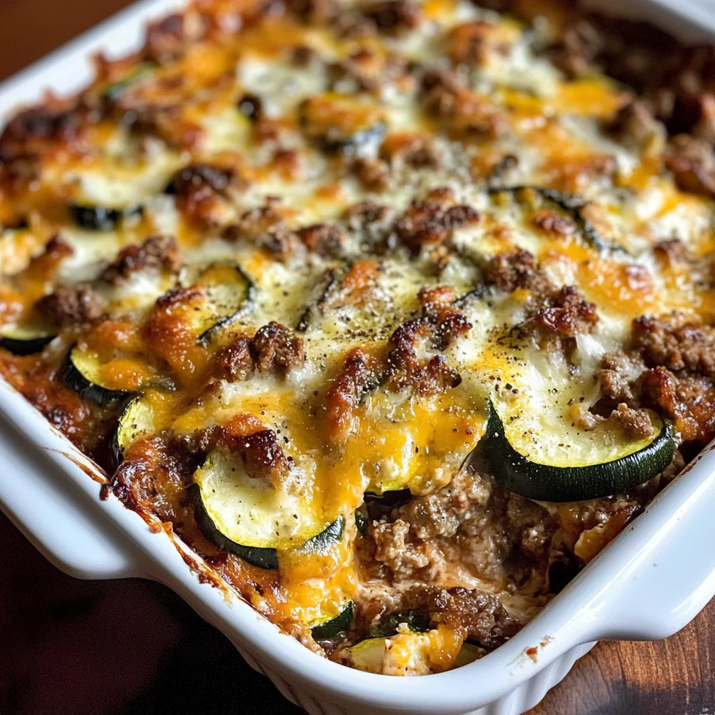 Cheesy Beef & Zucchini Casserole