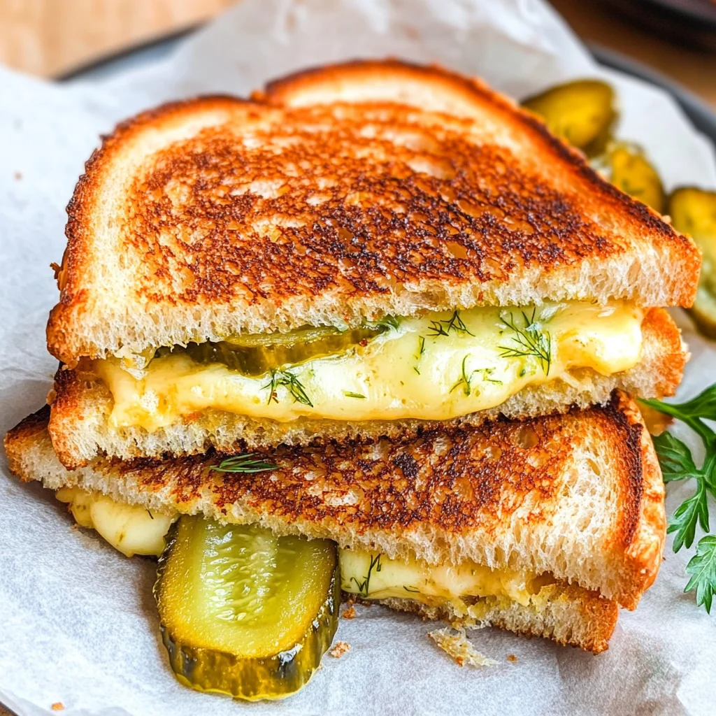 Crispy Dill Pickle Grilled Cheese Sandwich - theamazingfood