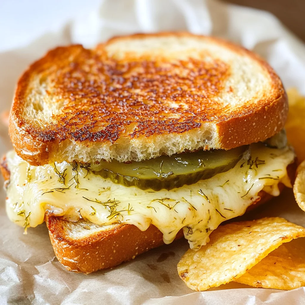 Crispy Dill Pickle Grilled Cheese Sandwich