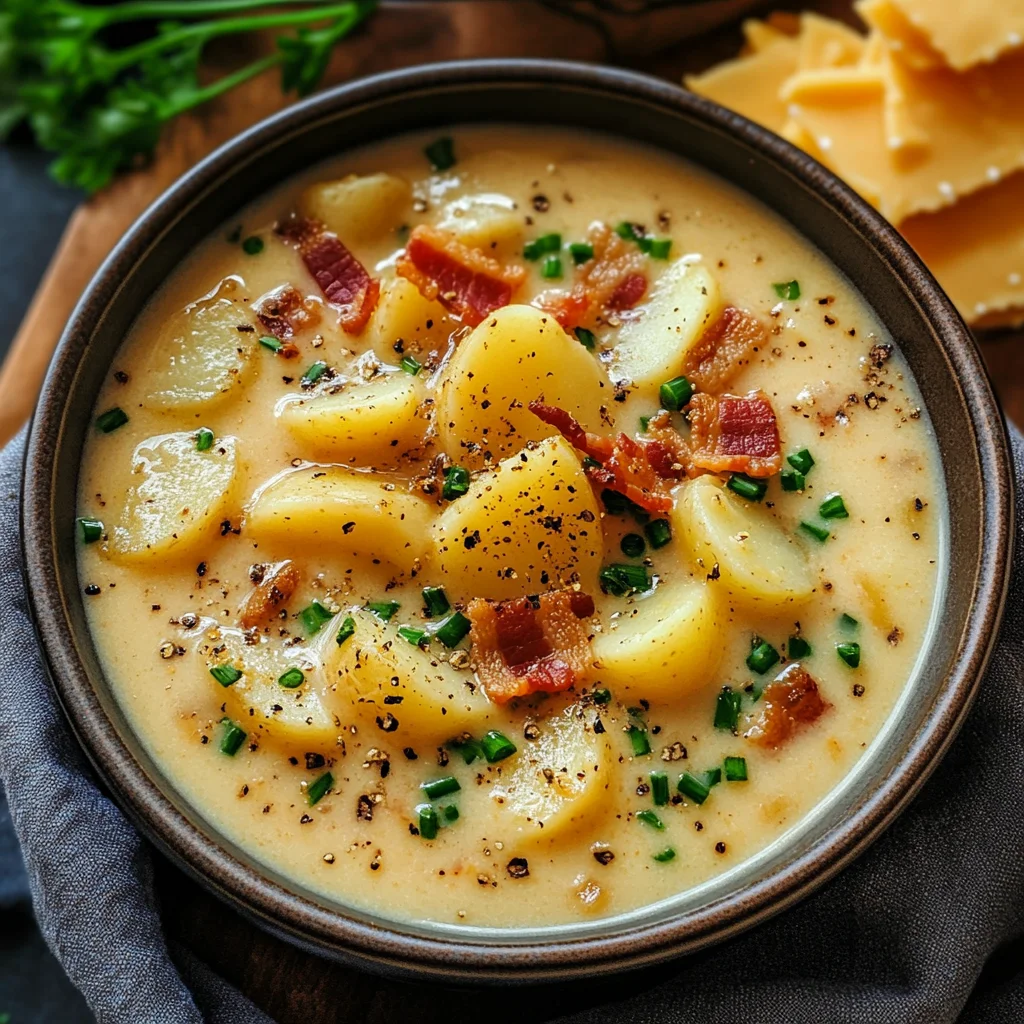 Hearty Cheddar Garlic Herb Potato Soup Recipe