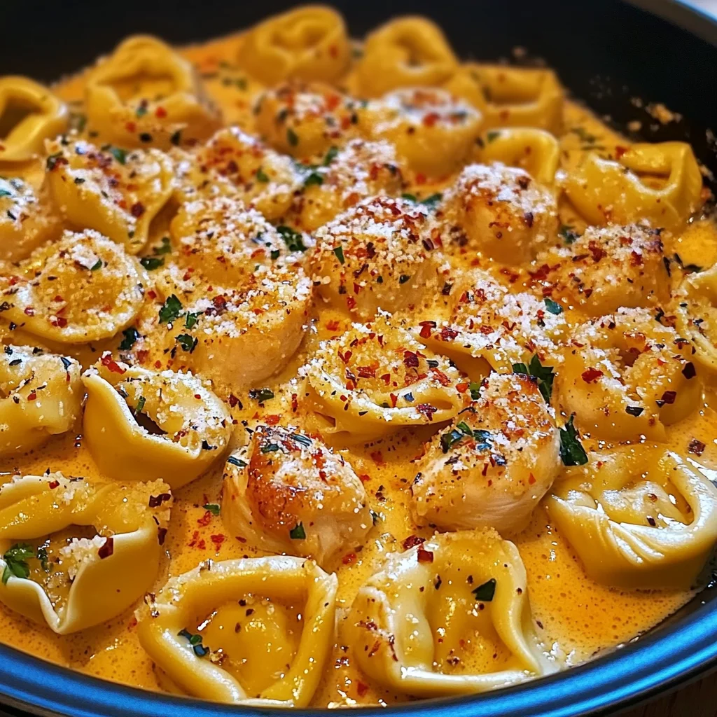 One-Pot Spicy Garlic Butter Chicken Tortellini