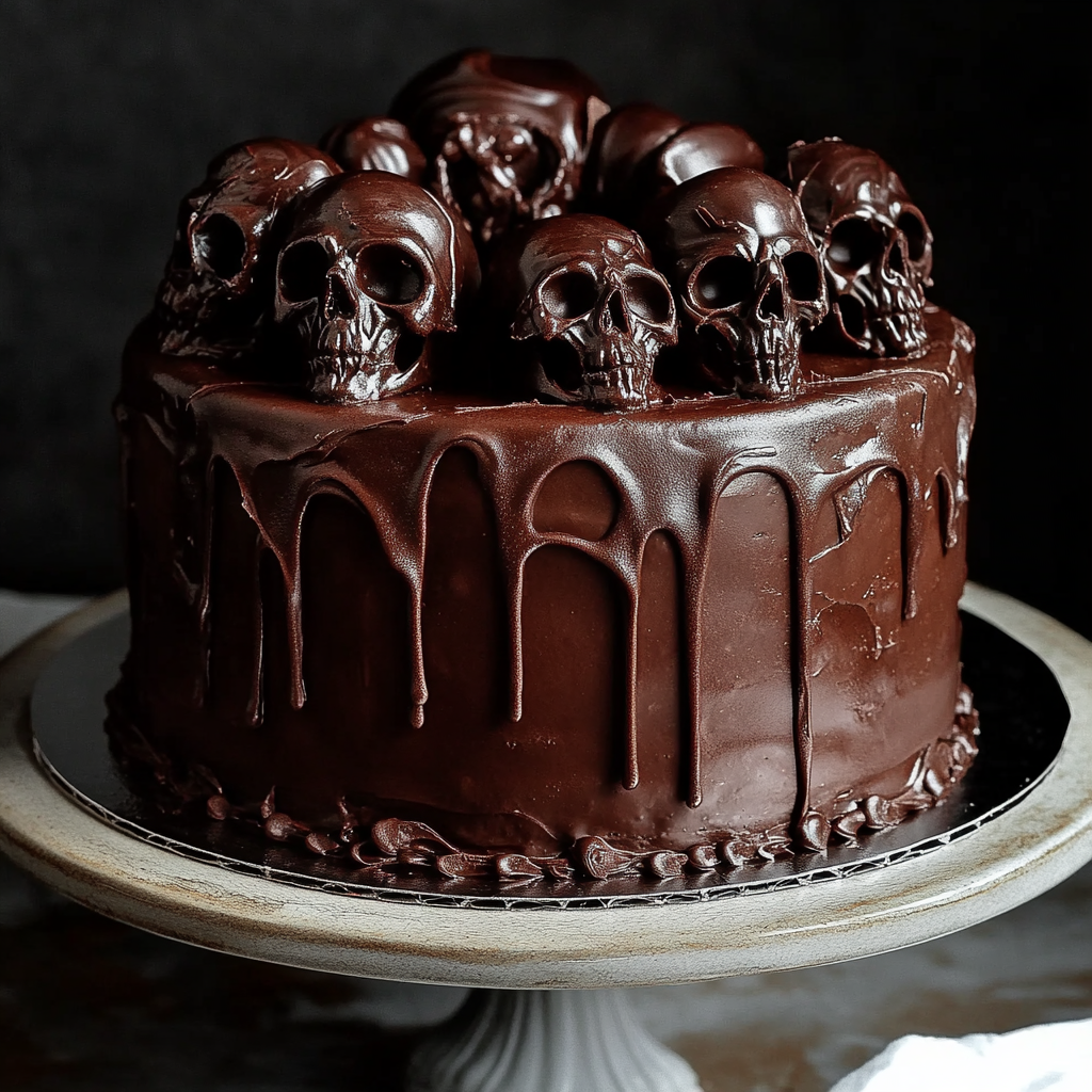 High Altitude Ginger Chocolate Skull Cake for Halloween