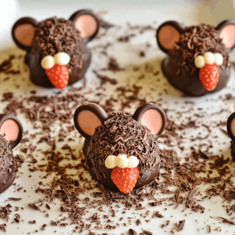 Halloween Dessert – Strawberry and Chocolate fudge mice