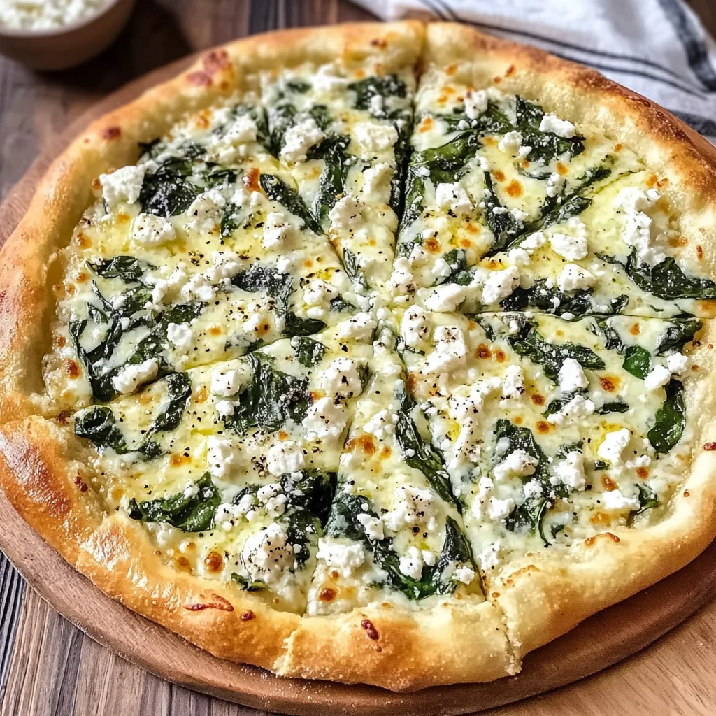Greek Roasted Garlic Spinach White Pizza