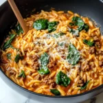 Hearty Ground Beef Orzo with Tomato Cream Sauce