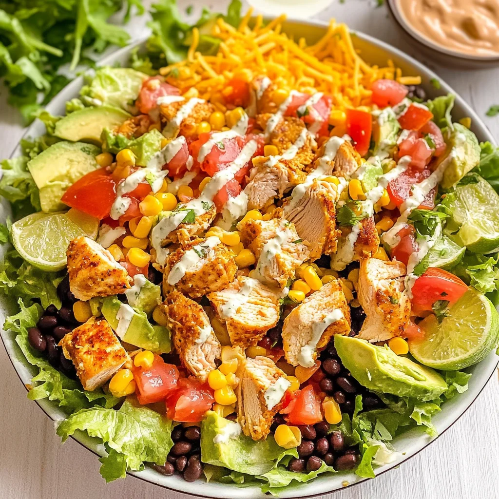 Loaded Chicken Taco Salad with Creamy Lime-Cilantro Dressing