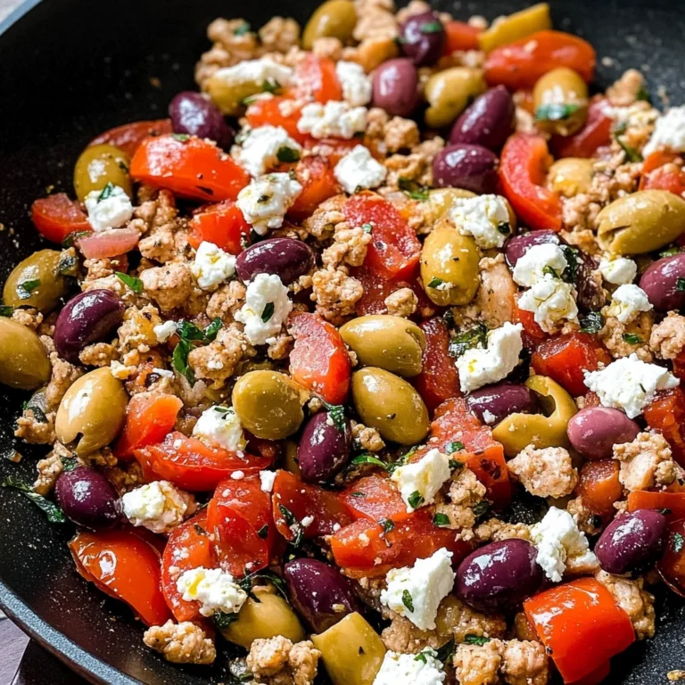 Mediterranean Keto Ground Chicken Skillet with Olives and Feta
